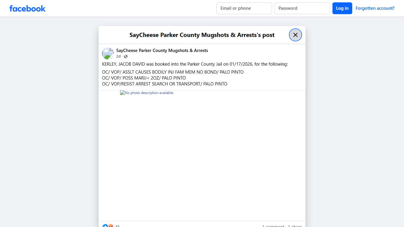 KERLEY, JACOB... - SayCheese Parker County Mugshots & Arrests | Facebook